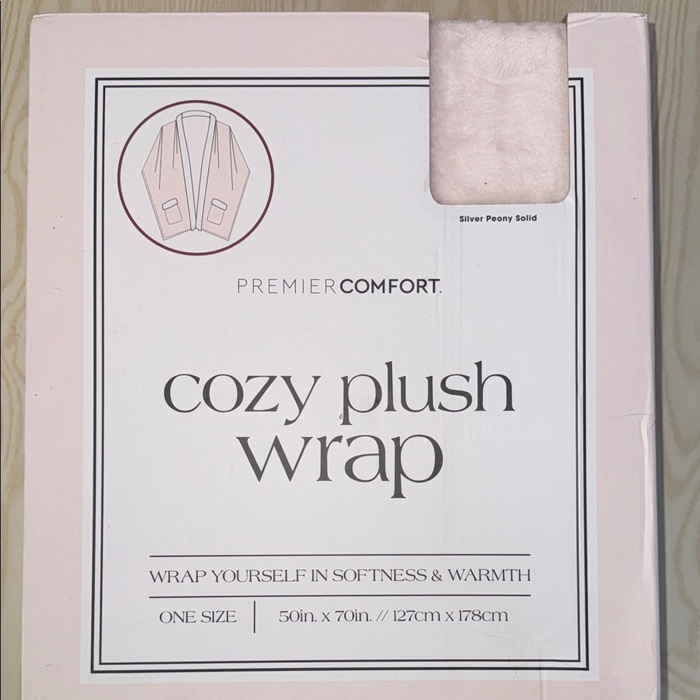 Premier Cozy Plush Wrap Robe in Light Pink and White - Picture 3 of 3
